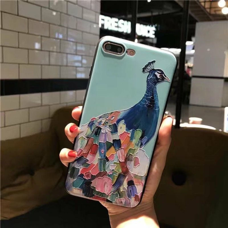 Janshop Pauw Olieverf Stijl iPhone 7/8 Hoesje