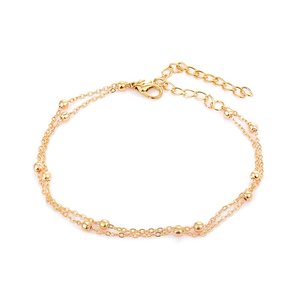 Janshop Multilayer enkelbandje gouden balletjes