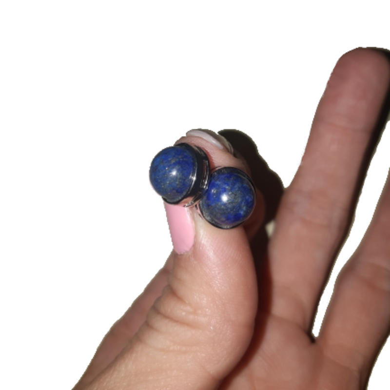 Janshop Lapis lazuli Stud Oorbellen Platinum plated