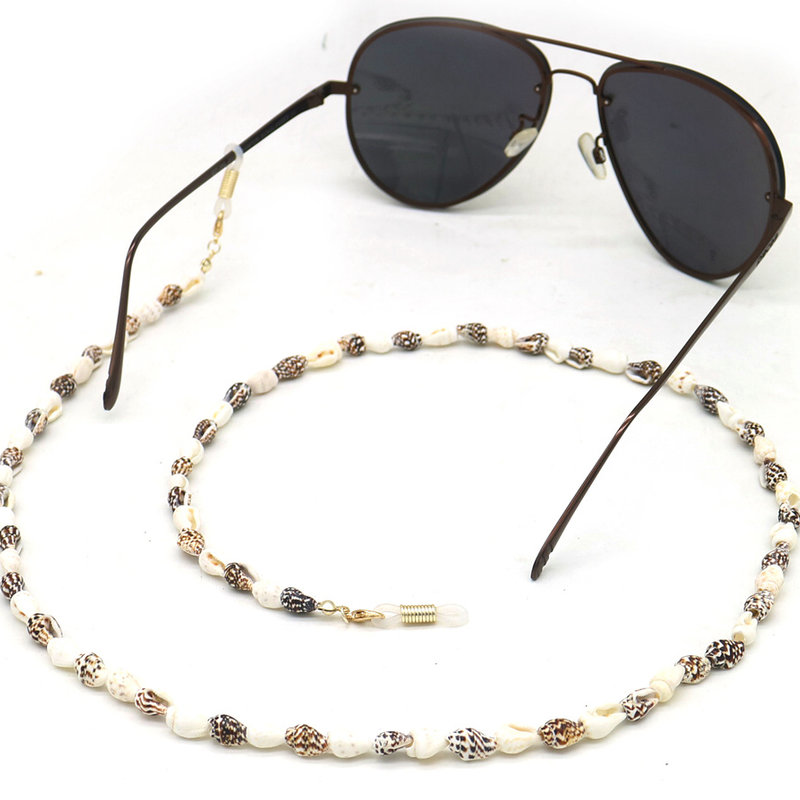 Janshop Brillenkoord Fashion zwart, wit en bruine tint Schelpjes