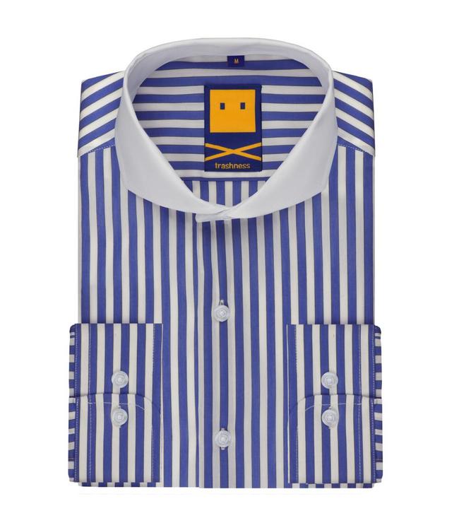 Trashness STRIPED BLUE CUTAWAY SHIRT