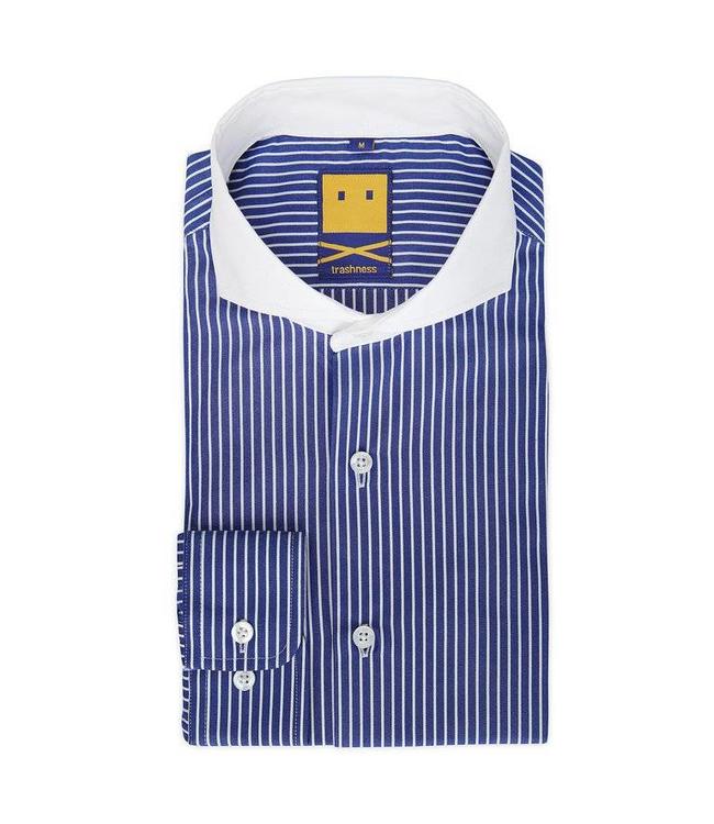 Trashness CUTAWAY THIN STRIPED BLUE SHIRT