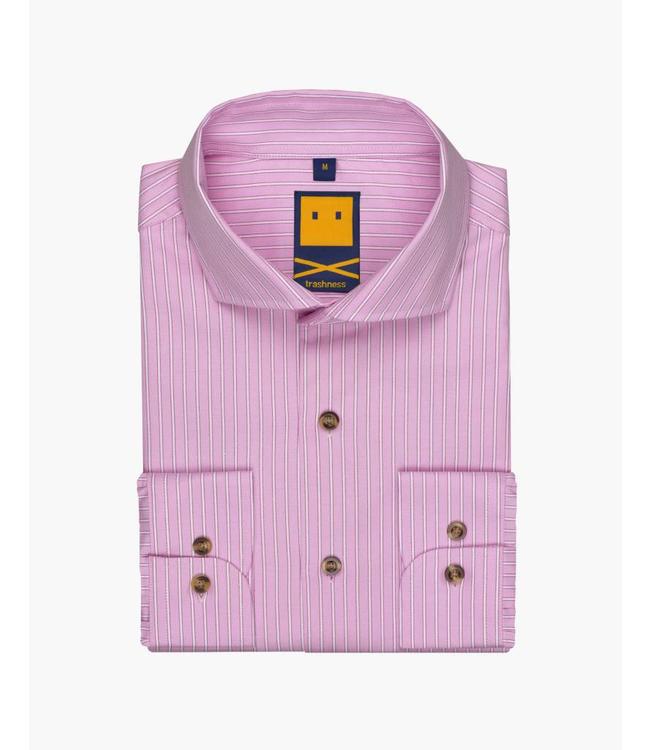 spread collar Spread Collar Striped Pink