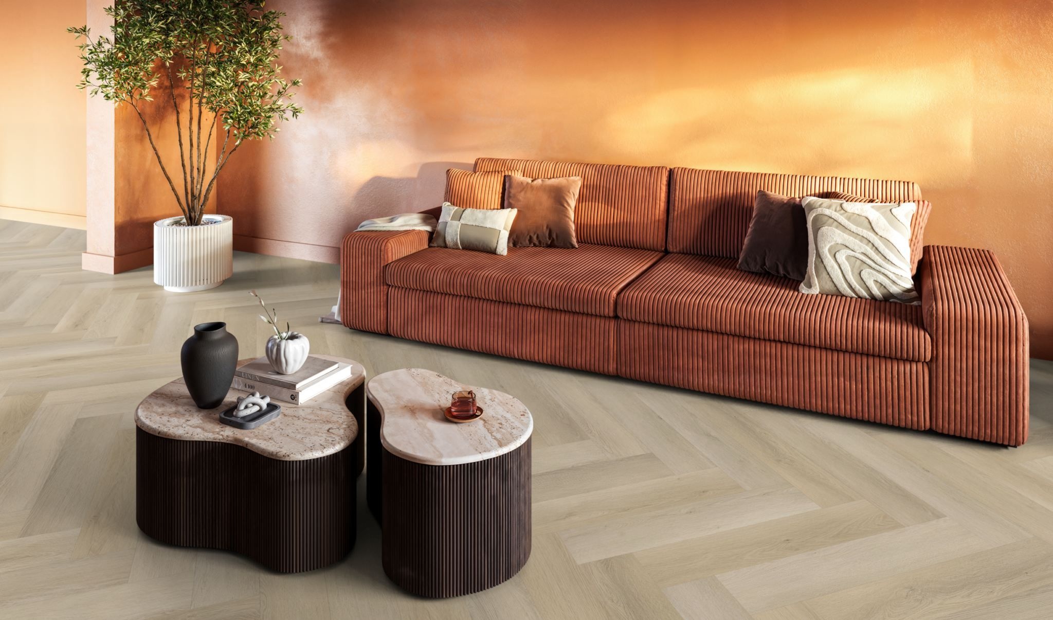 Floorlife YUP Mayfair herringbone dryback light oak PVC