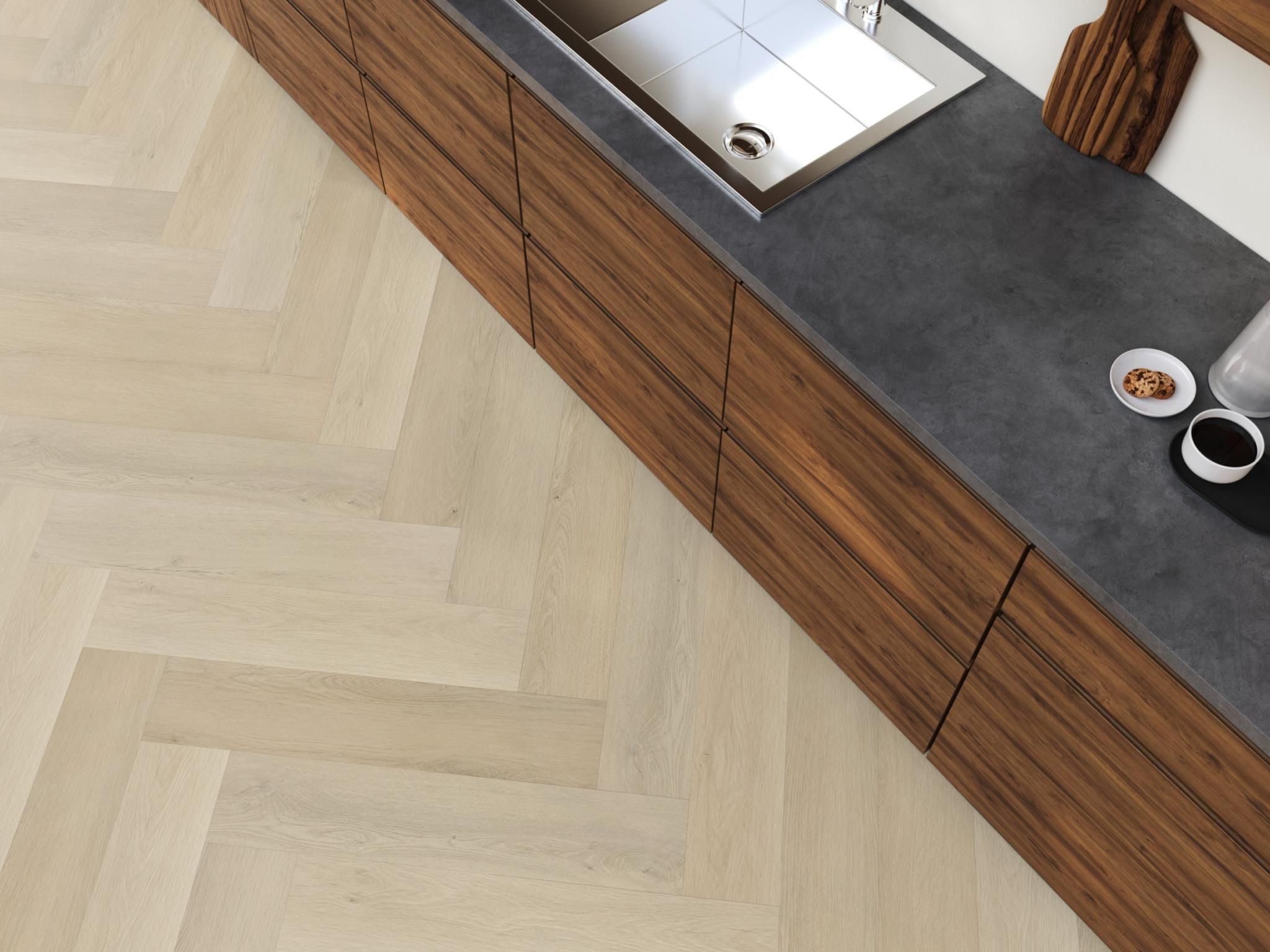 Floorlife YUP Mayfair herringbone dryback beige PVC