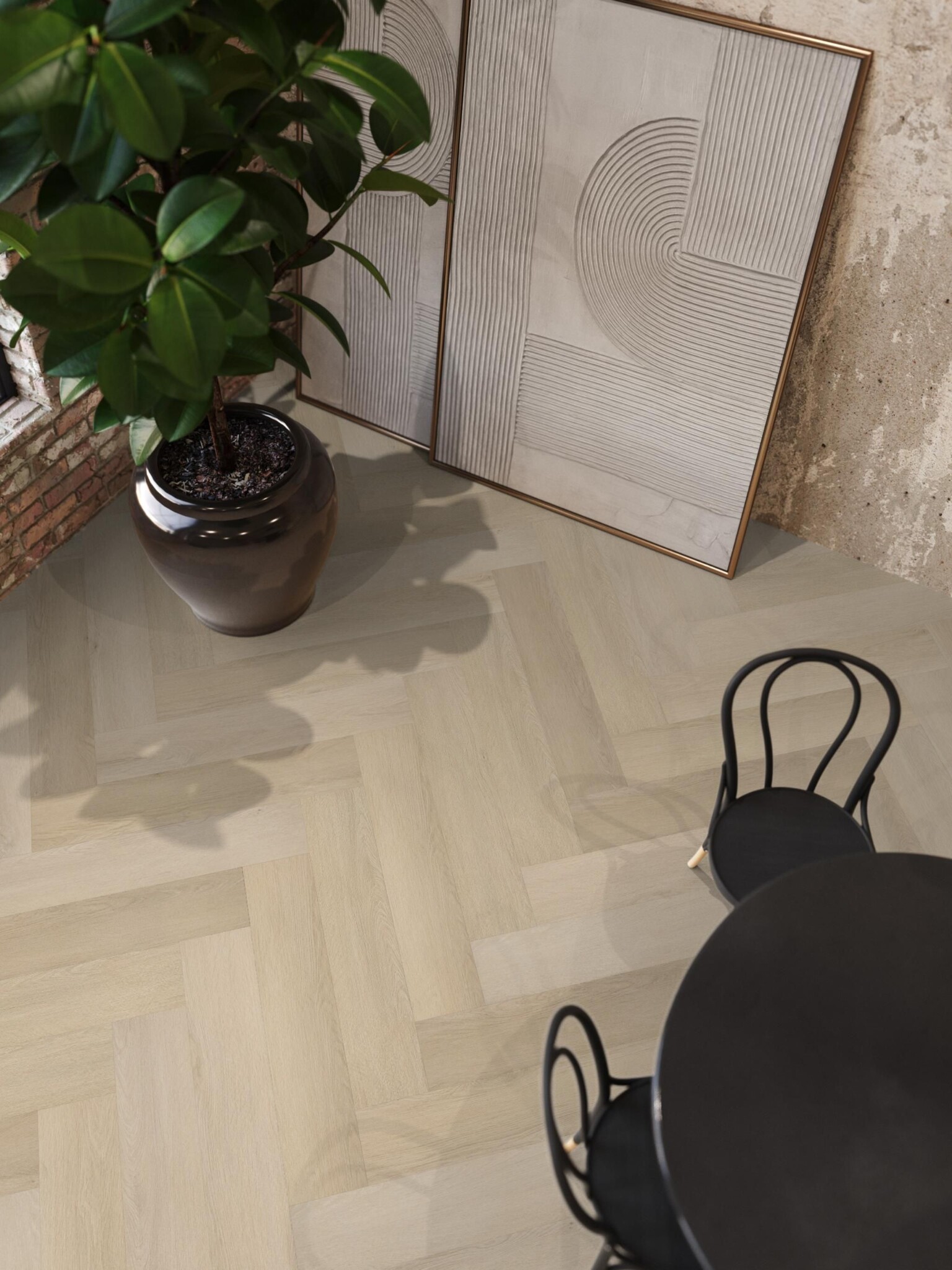 Floorlife YUP Mayfair herringbone dryback natural PVC