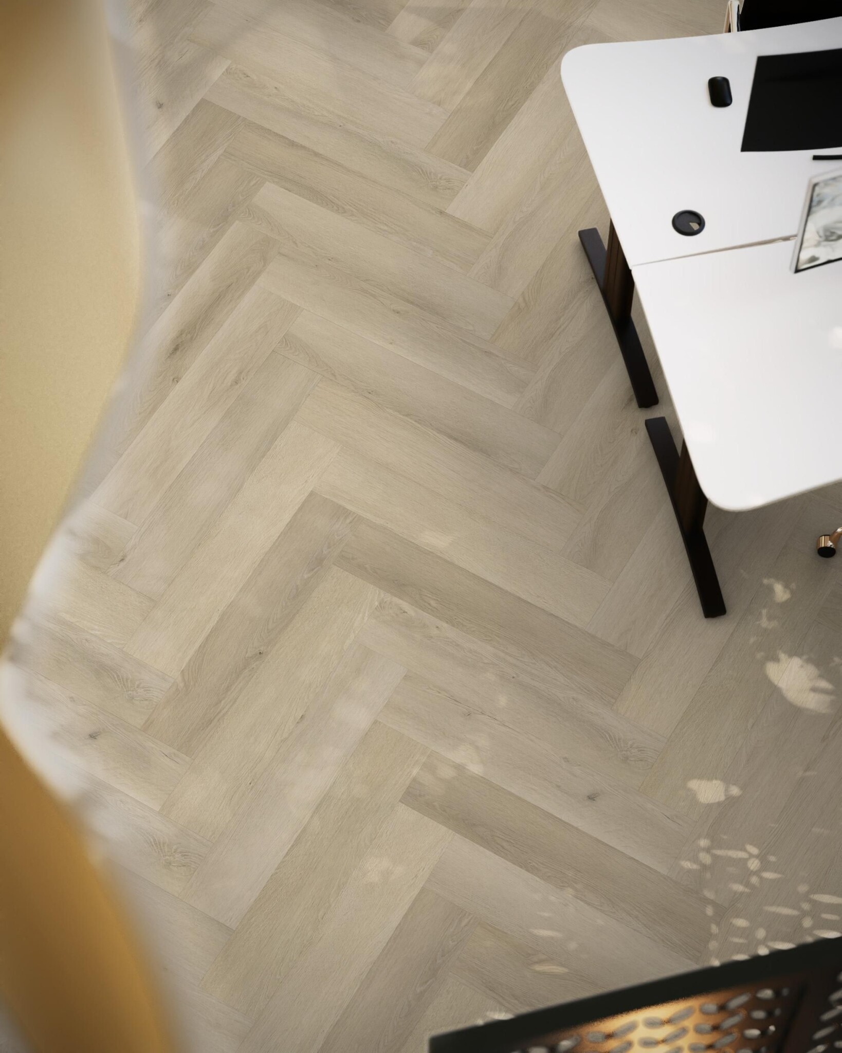 Floorlife YUP Mayfair herringbone dryback warm oak PVC
