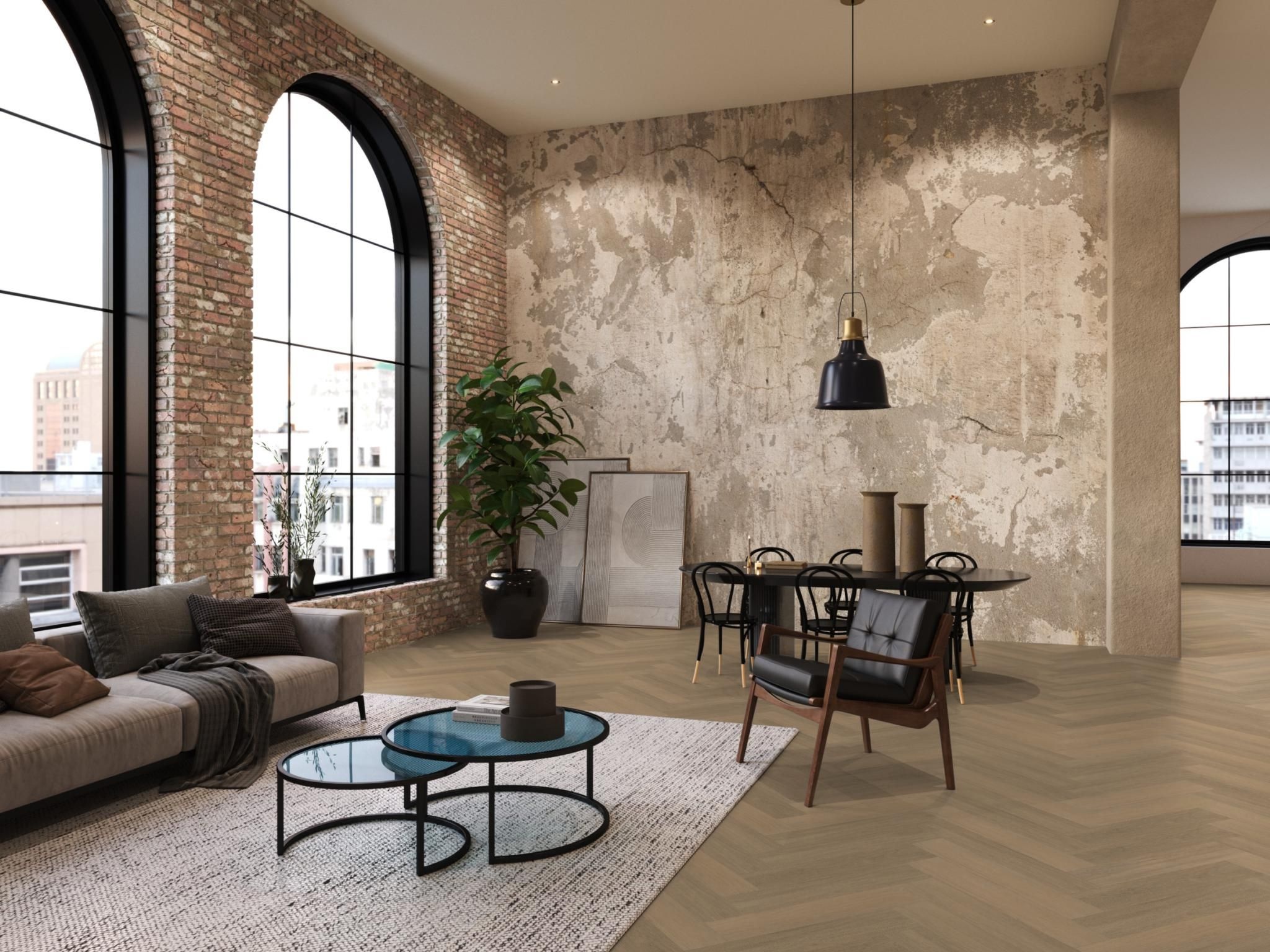 Floorlife YUP Sutton herringbone dryback warm natural PVC
