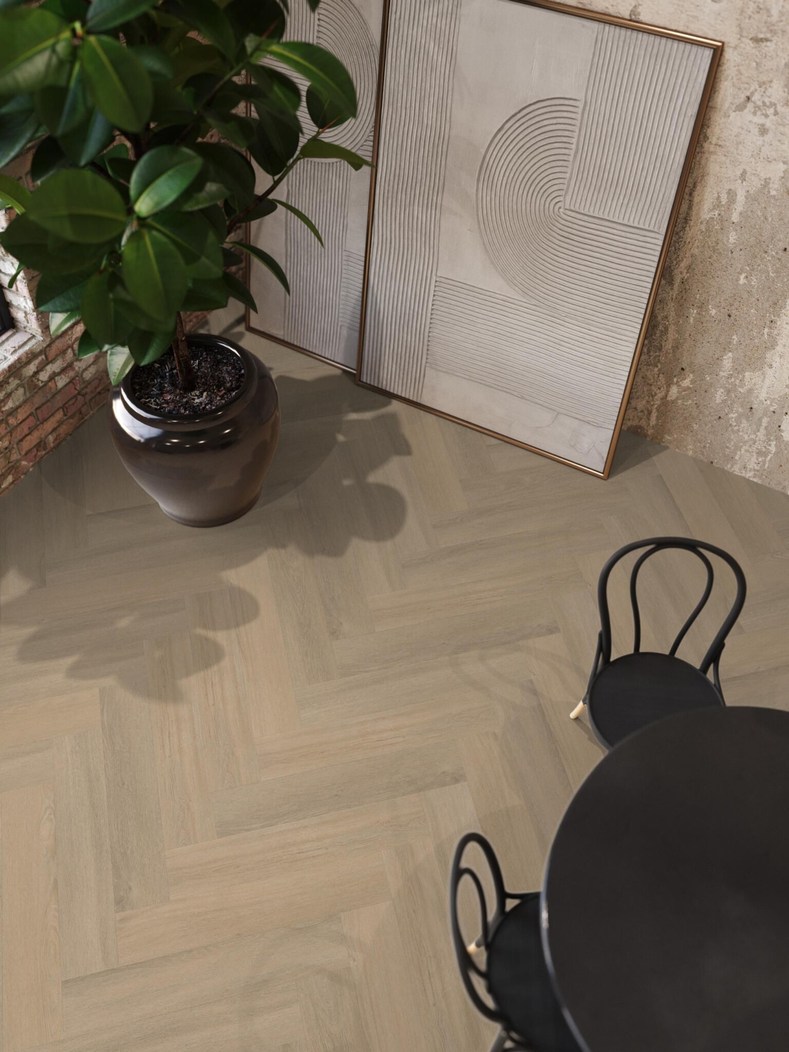 Floorlife YUP Sutton herringbone dryback warm beige PVC
