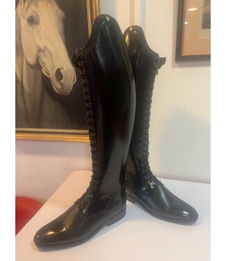 Van Huet Rijlaarzen D009-6.5 Petrie Florence laced ridingboot with a zipper black patent leather UK 6.5 48-40-36