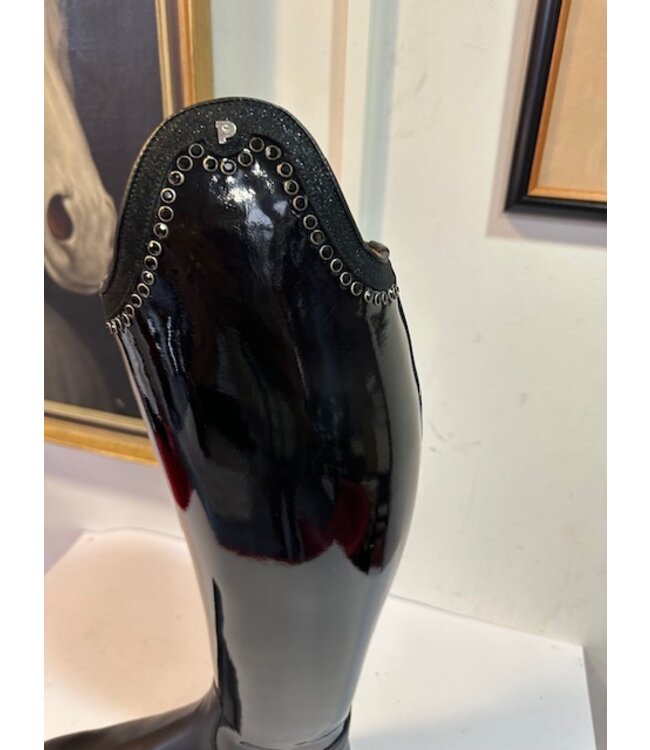 Petrie Dressage Boots 25% Discount D724-7.0 Petrie Sublime Dressage in black patent  leather + stroke+stones  UK 7.0-46-42-38