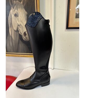 Petrie rijlaarzen J713-42 Petrie Luca black Laced Ridingboot with and top-cuff blue honeycomb  42-49-42 XW