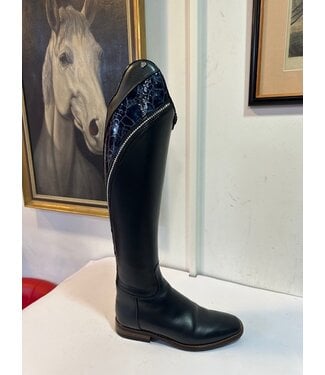 Van Huet Rijlaarzen D709-5.0 Petrie Sublime Dressage in blue calfleather with decoration stroke UK 5.0 46-33.5-33