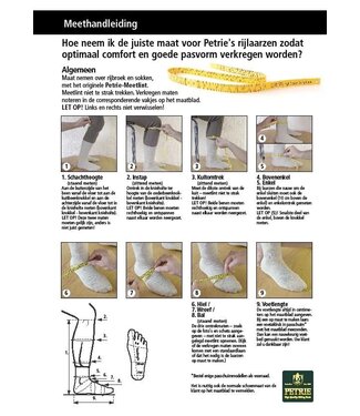 Van Huet Rijlaarzen  Measurement manual