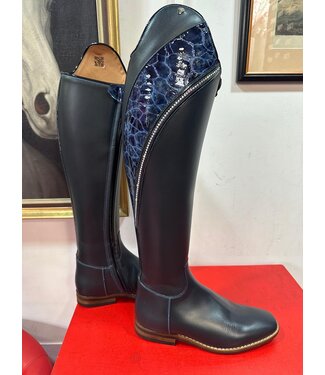 Van Huet Rijlaarzen  D603-6.0 Petrie Sublime Dressage in blue calfleather with decoration stroke UK 6.0 46-35