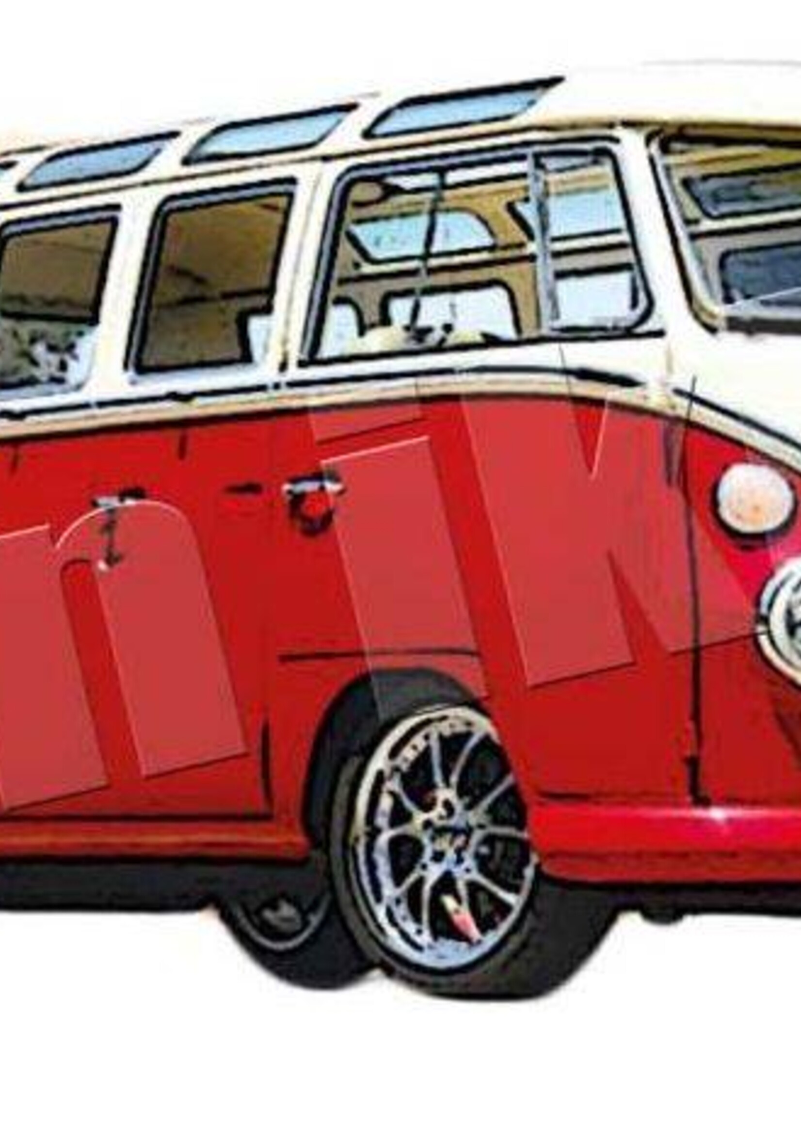 Vanikke Applicatie retro VW-bus rood of blauw voor overall