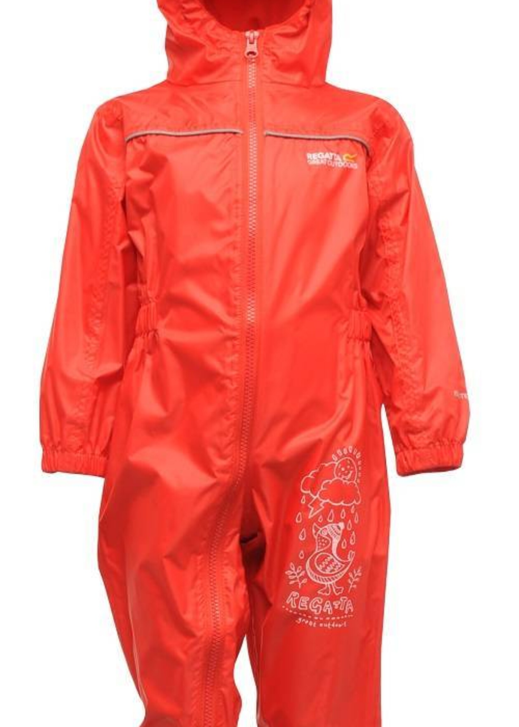 Regatta Kinderregenpak Puddle, rood, ademend en lichtgewicht