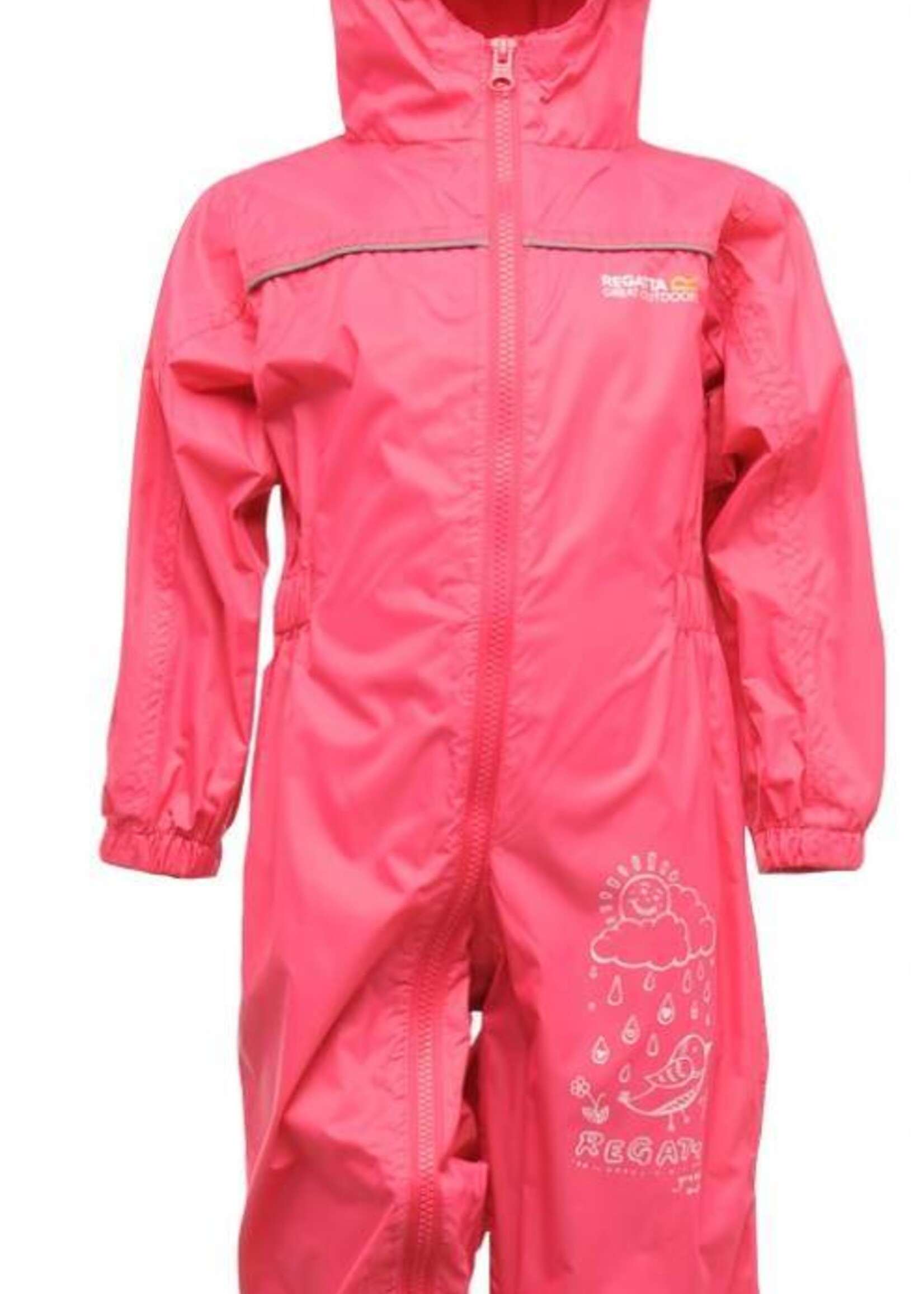 Regatta Kinderregenpak Puddle, roze, ademend en lichtgewicht