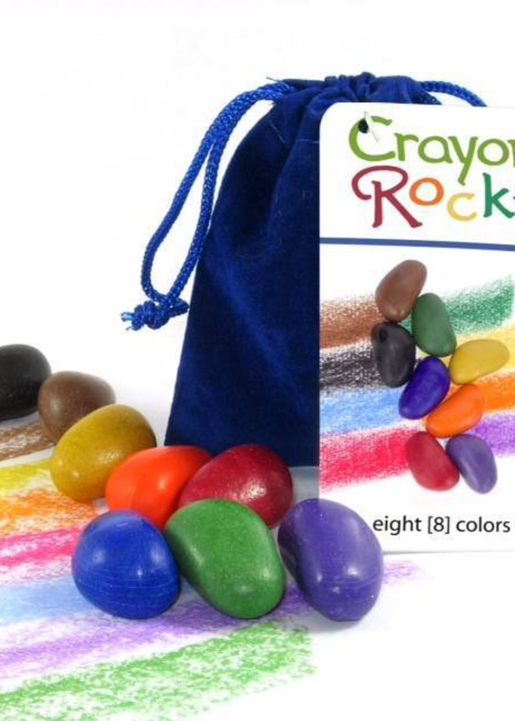 CrayonRocks Soja waskrijtjes 8 stuks in luxe zakje van blauw fluweel