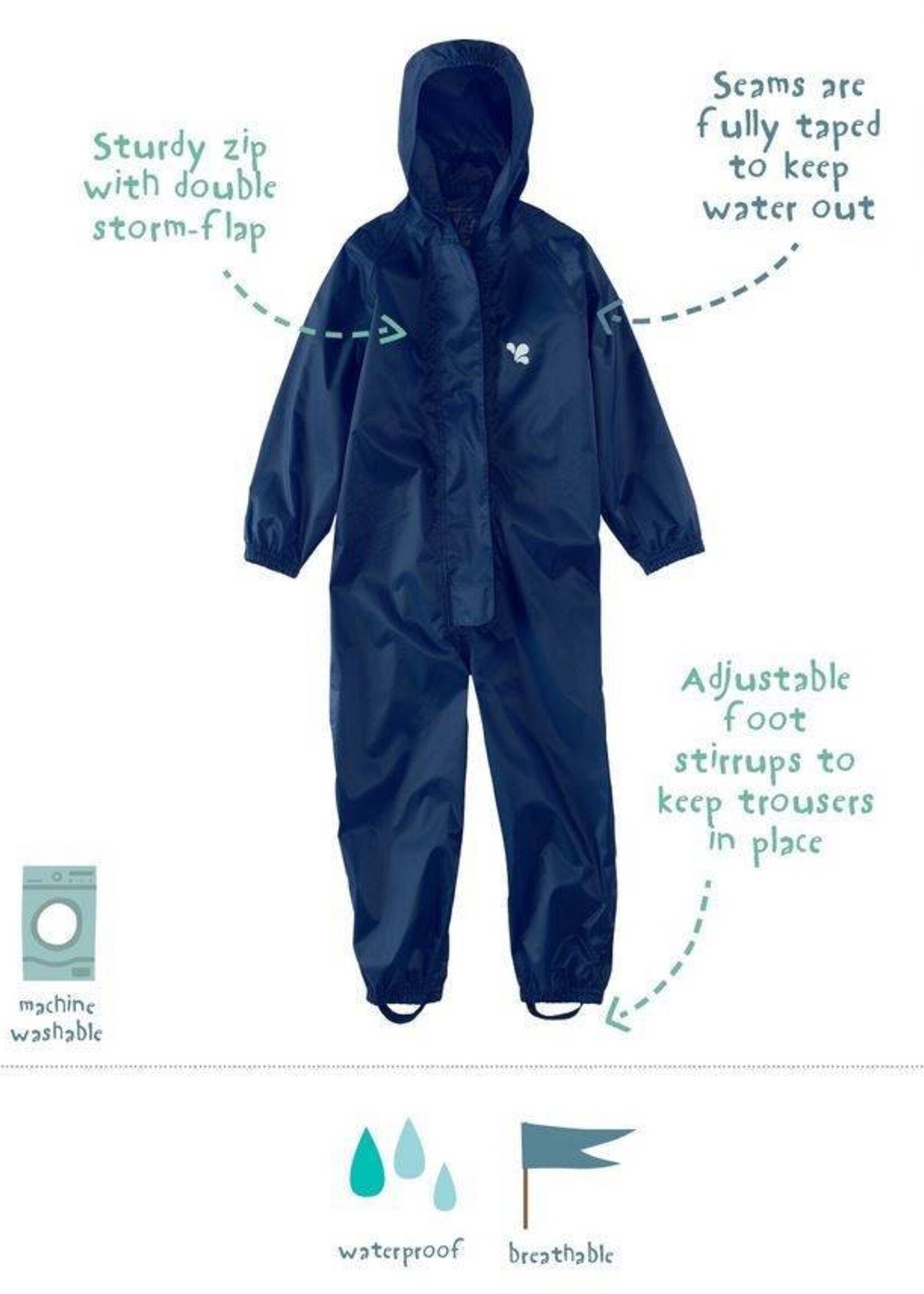 Waterproof overall, regenoverall - navyblauw KDV & BSO