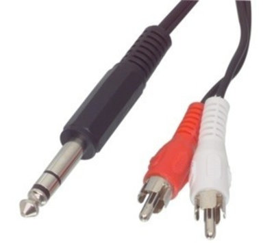 6.35mm jack naar 2x RCA kabel 1.5 m
