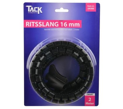 Tack universele ritsslang voor kabels 16mm 2m zwart