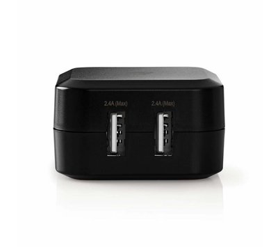 Nedis USB lader met 2 USB-A uitgangen WCHAU484ABK