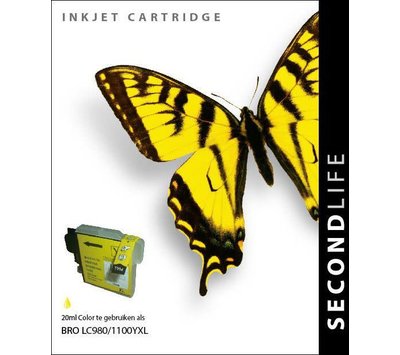 SecondLife inktcartridge voor Brother LC980Y LC1100Y XL geel