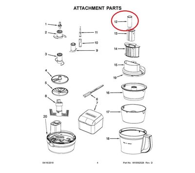 KitchenAid naduwstop van keukenmachine W10461924