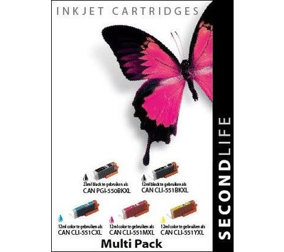 SecondLife inktcartridges voor Canon 550/551 XL Multipack