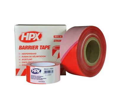 HPX afzetlint wit / rood gestreept 50mm x 100m