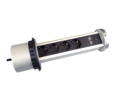 Viervoudige TCD met bureaudoorvoer + 2x USB 3 meter 3x1.5mm 61075