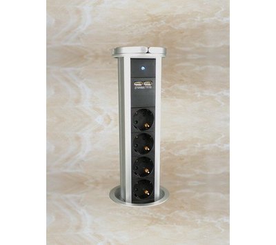 Viervoudige TCD met bureaudoorvoer + 2x USB 3 meter 3x1.5mm 61075