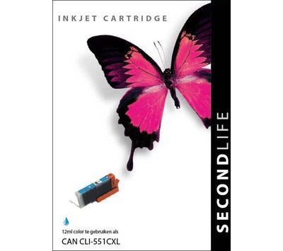 SecondLife inktcartridge voor Canon CLI551C XL blauw