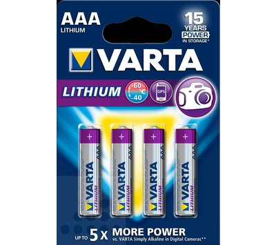 Varta batterij AAA potlood LR03 1.5V Lithium 4stuks