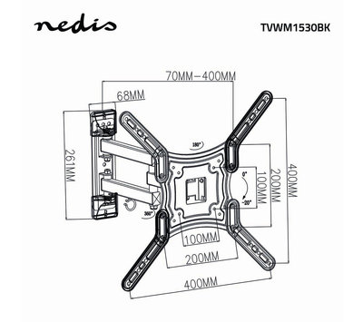 Nedis TV muurbeugel 23 - 55" 30Kg TVWM1530BK