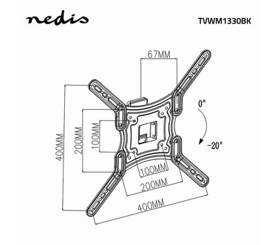 Nedis TV muurbeugel draai- en kantelbaar 23 - 55 " TVWM1330BK