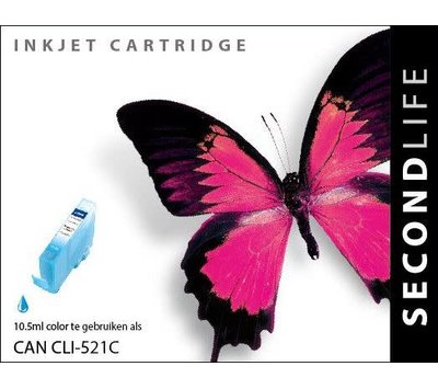 SecondLife inktcartridge voor Canon CLI-521C Blauw