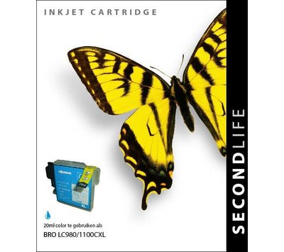 SecondLife inktcartridge voor Brother LC980C LC1100C XL blauw