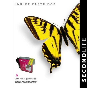 SecondLife  inktcartridge voor Brother LC980M LC1100M XL rood