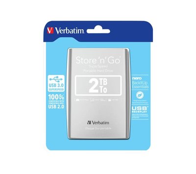 Verbatim portable hard drive USB 3.0 2TB 53189