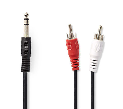 6.35mm jack naar 2x RCA kabel 1.5 m