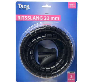 Tack universele ritsslang voor kabels 22mm 2m zwart