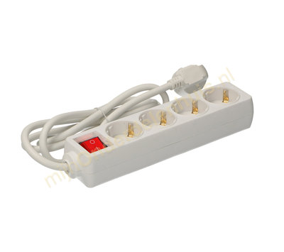 EGB tafelcontactdoos T.C.D. 4 voudig 1,5m wit met schakelaar