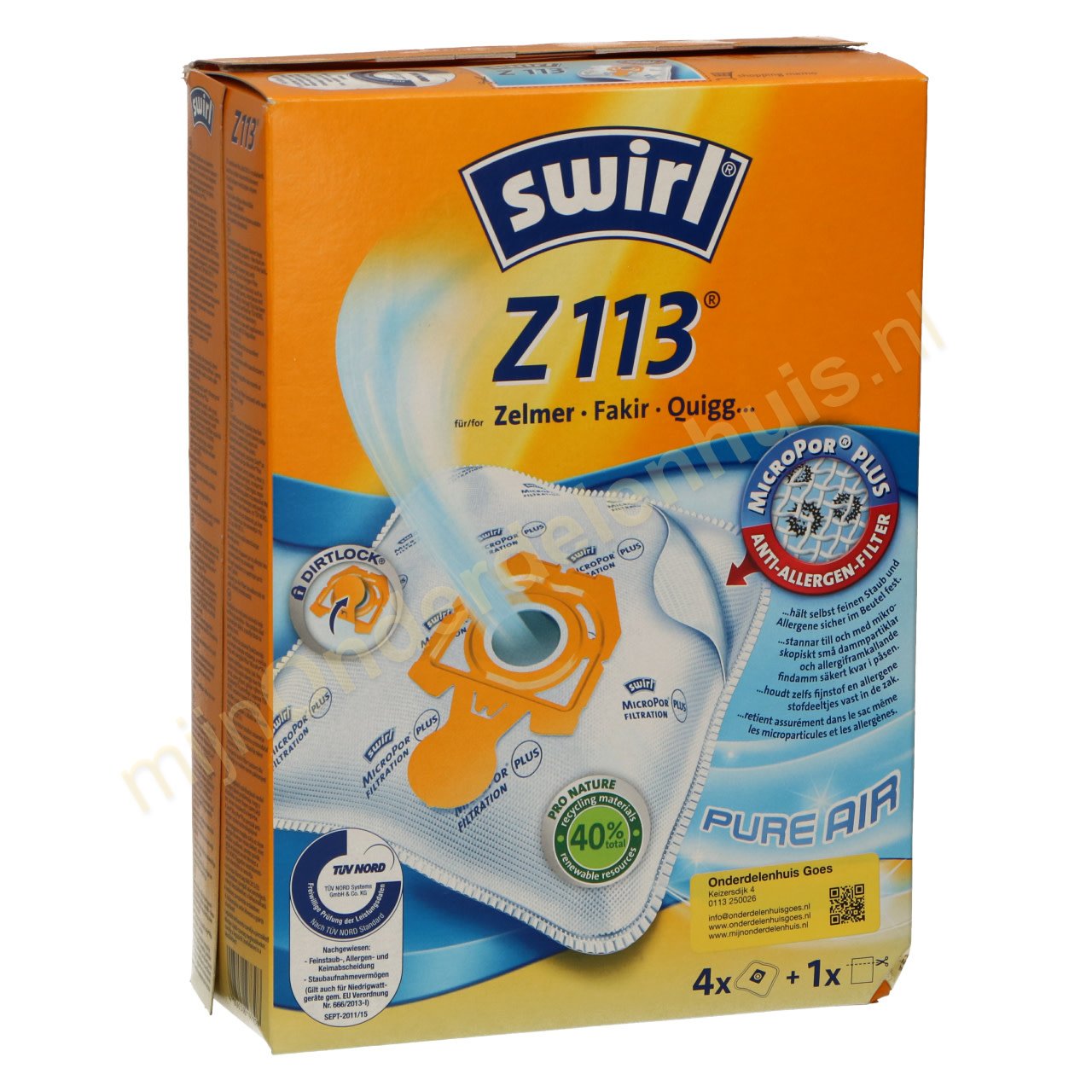 Swirl stofzuigerzakken voor Quigg Z113 -