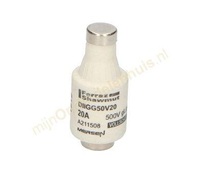 Universele DII Zekeringen 20A 500V  traag - 1 doosje