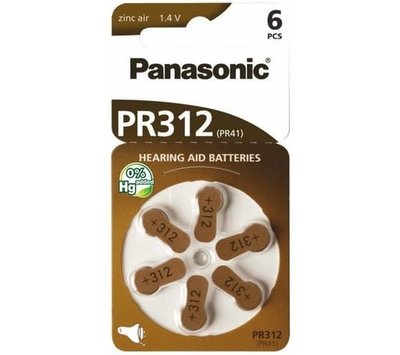Panasonic batterij voor gehoorapparaat PR312 PR41 1.4V