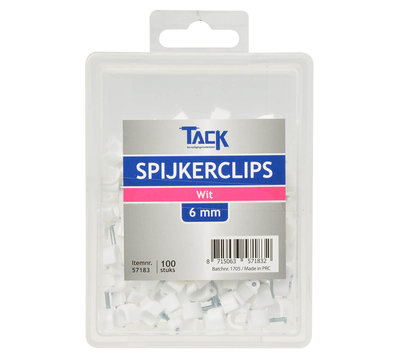 Tack spijkerclip wit 6mm 57183