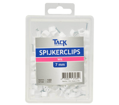 Tack spijkerclip wit 7mm 57184