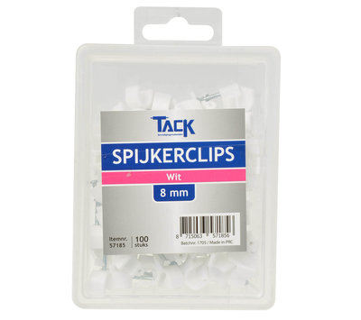 Tack spijkerclip wit 8mm 57185